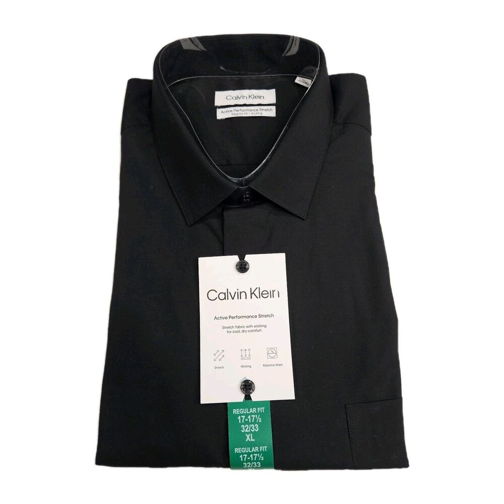Calvin Klein Men’s Performance Stretch Dress Shirt / Size XL / Black / New